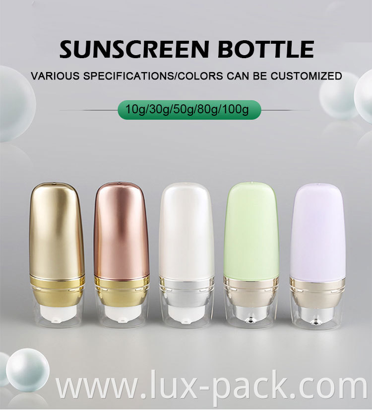 10ML 20ML 8 OZ Sunscreen lotion bottle flat ivory cream with double layer